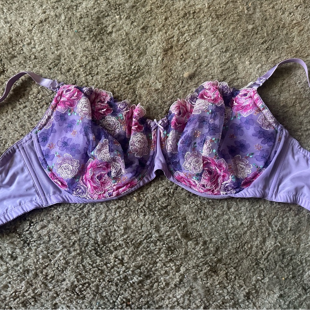 Sexy Floral Lace Purple Bra 🌺